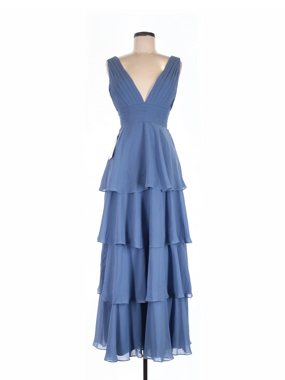 V-Neck Tiered Maxi Dress in Dusty Blue